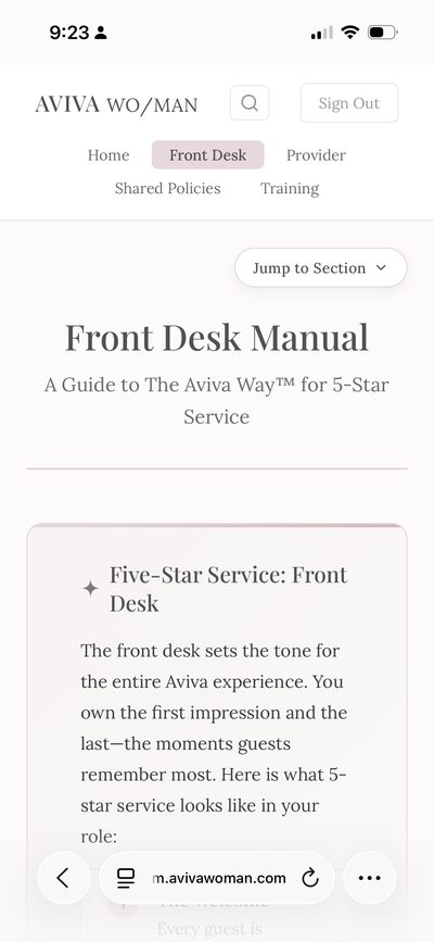 The manual rendered on a phone screen